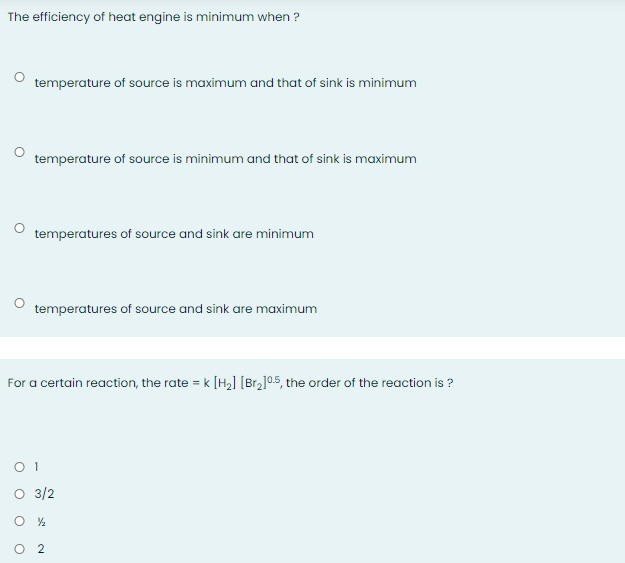 Solved The Efficiency Of Heat Engine Is Minimum When ? | Chegg.com