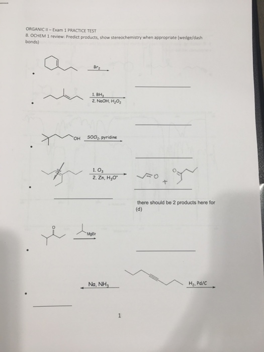 Solved Organic Ii Exam Practice Test Ochem Review Chegg Com