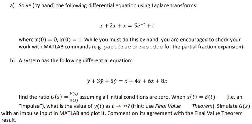 Solved A Solve By Hand The Following Differential Equa Chegg Com