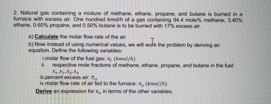 Solved Natural Gas Containing A Mixture Of Methane Chegg Com