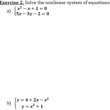 Solved Exercise 2. Solve the nonlinear system of equations: | Chegg.com