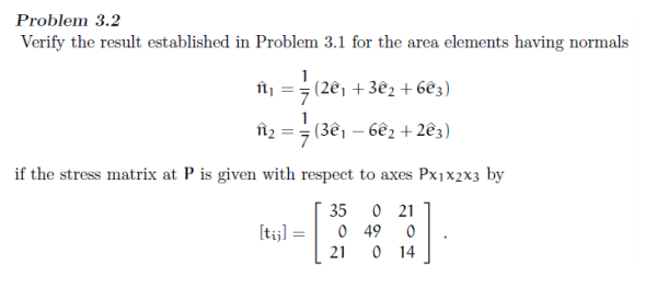 Problem 3.1 At a point P, the stress tensor relative | Chegg.com