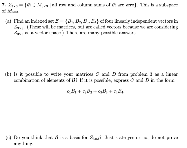 Solved 7 23x3 N M3x3 All Row And Column Sums Of N A Chegg Com