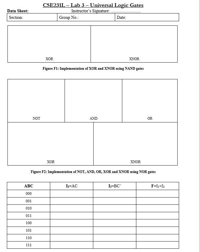 Solved Lab 3: Universal Gates A. Objectives • Understand the | Chegg.com
