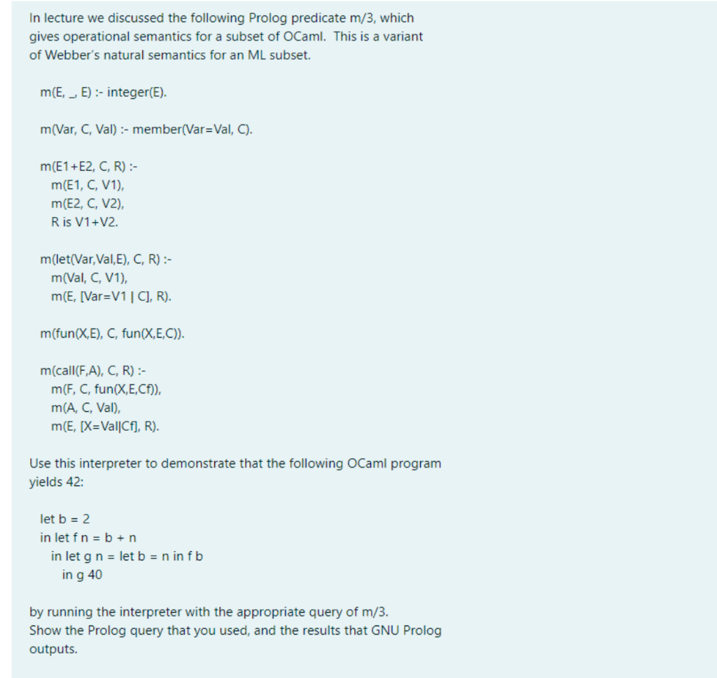 In Lecture We Discussed The Following Prolog Predi Chegg Com