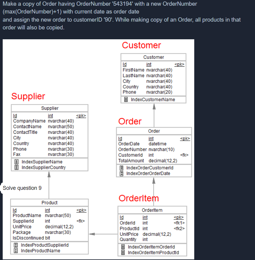 Solved Make a copy of Order having OrderNumber '543194' with | Chegg.com