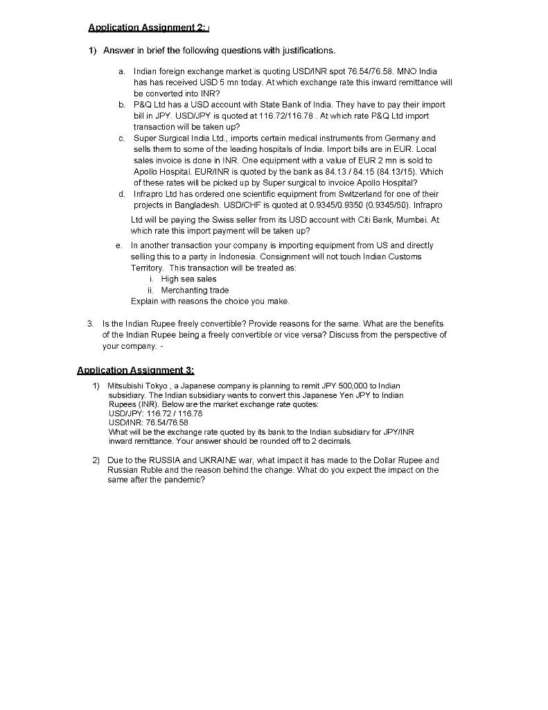 Solved Application Assignment 2: 1) Answer in brief the | Chegg.com