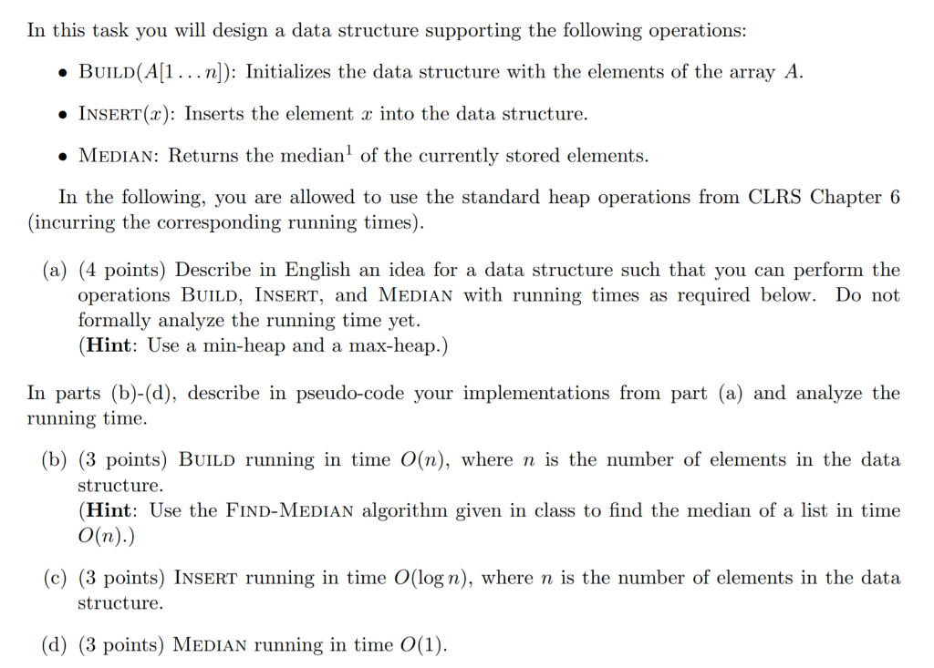 In this task you wil design a data structure | Chegg.com