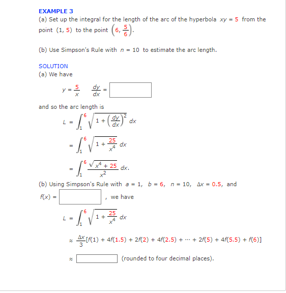 Solved Example 3 A Set Up The Integral For The Length Of Chegg Com