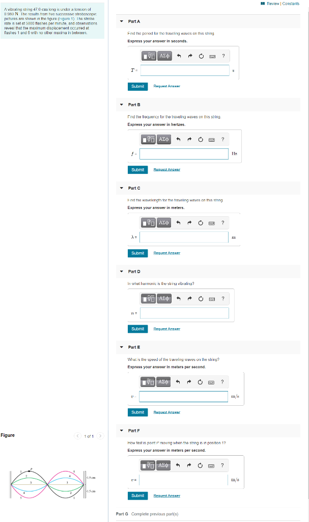 Solved A vibrating string 47.0 cm long is under a tension of