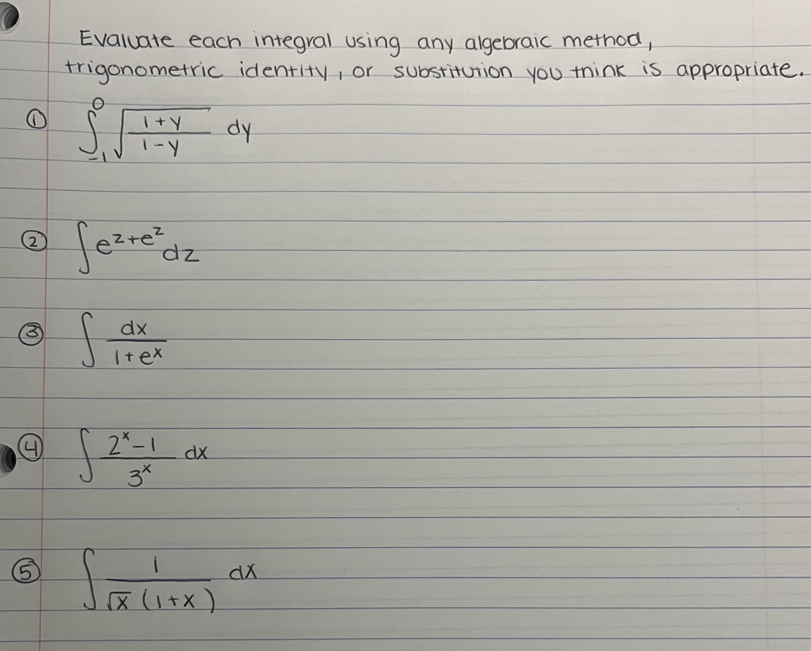 Solved Evaluate each integral using any algebraic method, | Chegg.com