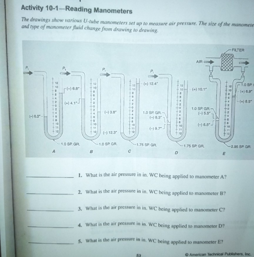 Reading Manometers Practice Worksheet