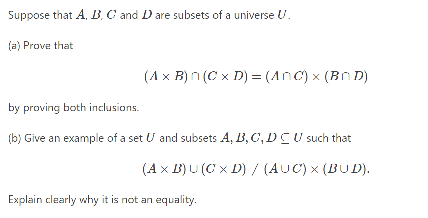 Solved Suppose That A, B, C And D Are Subsets Of A Universe | Chegg.com