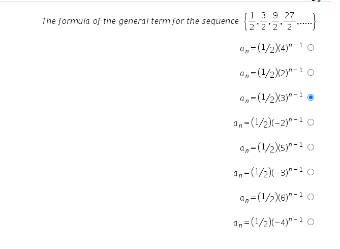 Solved The formula of the general term for the sequence 1 3 | Chegg.com