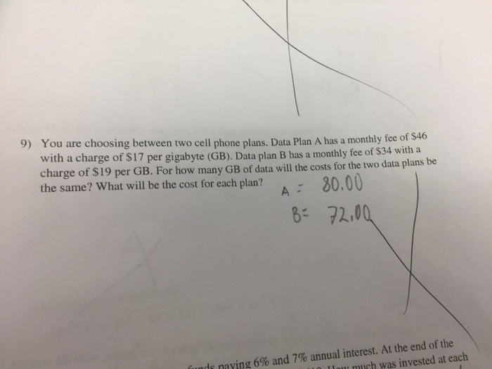 Solved 9) You are choosing between two cell phone plans.