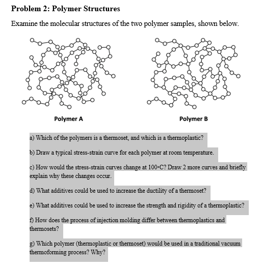 Solved Problem 2: Polymer Structures Examine the molecular | Chegg.com