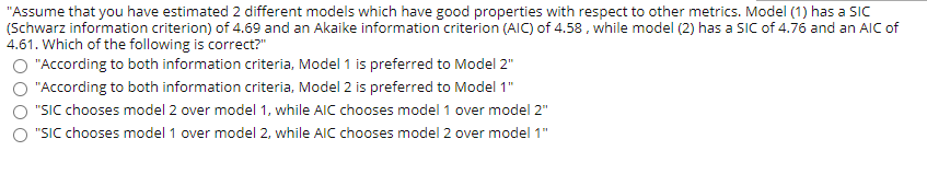 Solved "Assume that you have estimated 2 different models | Chegg.com