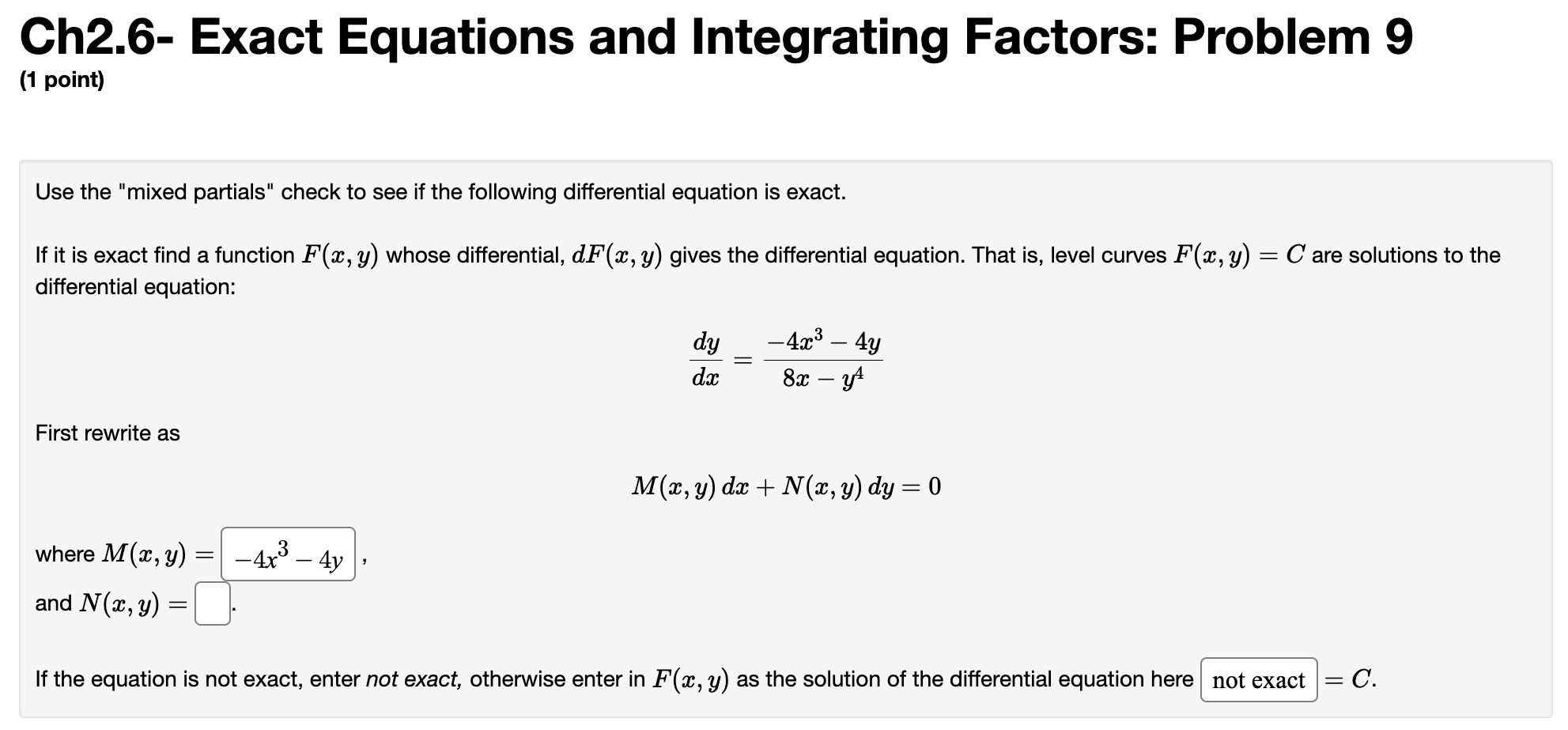 Solved Ch2.6- Exact Equations and Integrating Factors: | Chegg.com