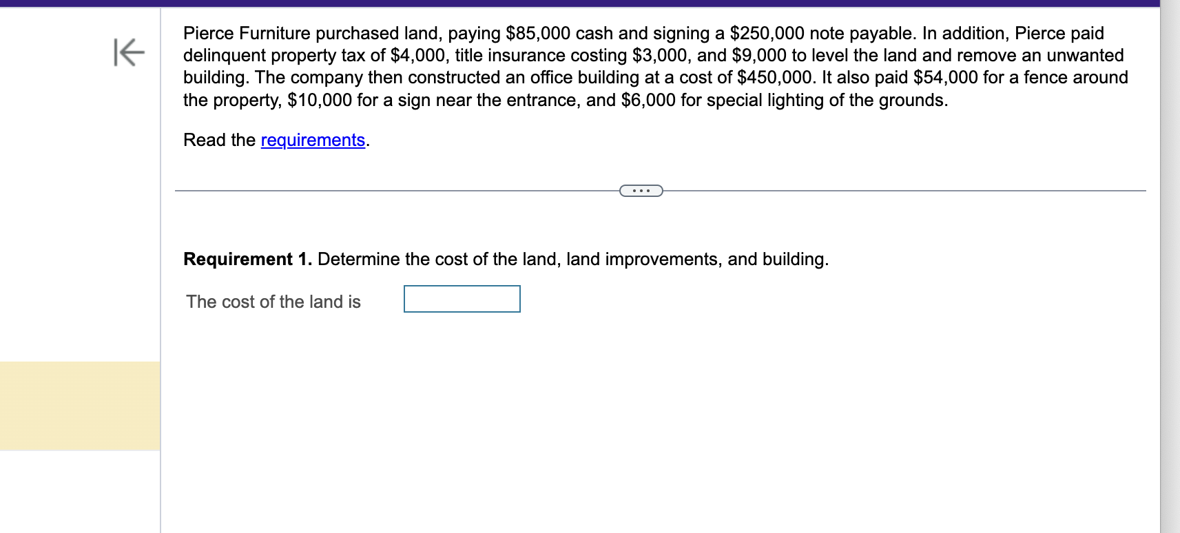 Solved Pierce Furniture purchased land, paying $85,000 cash | Chegg.com