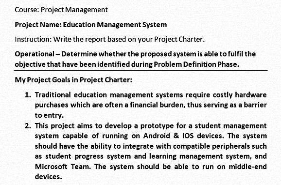 education project management examples