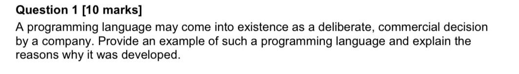 Solved Question 1 [10 marks] A programming language may come | Chegg.com