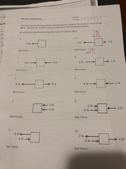 Net Force Worksheet With Answers