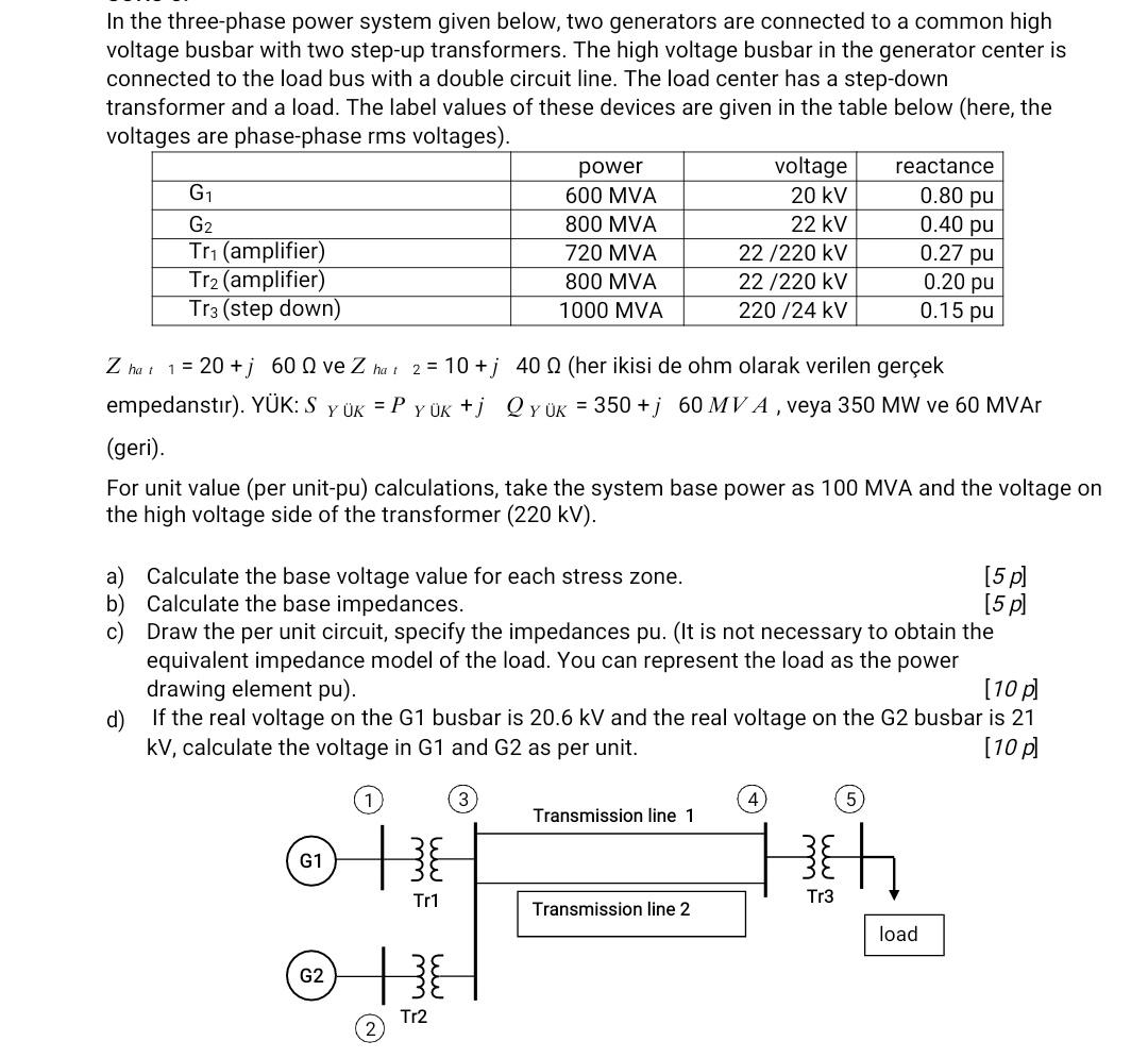 Solved In The Three Phase Power System Given Below Two 7002