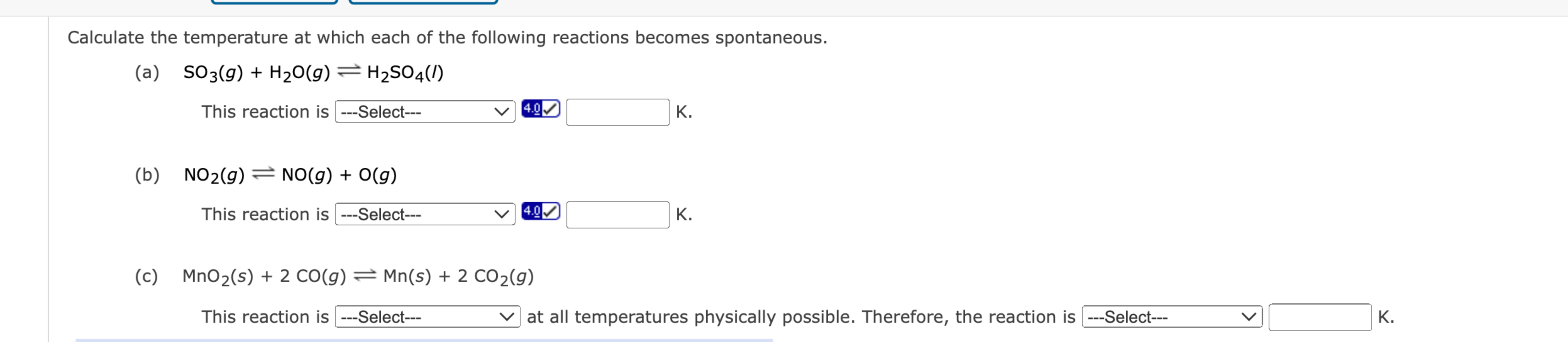 Solved Calculate the temperature at which each of the | Chegg.com
