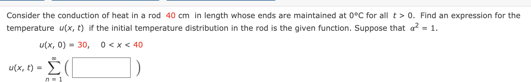 Solved Consider the conduction of heat in a rod 40 cm in | Chegg.com