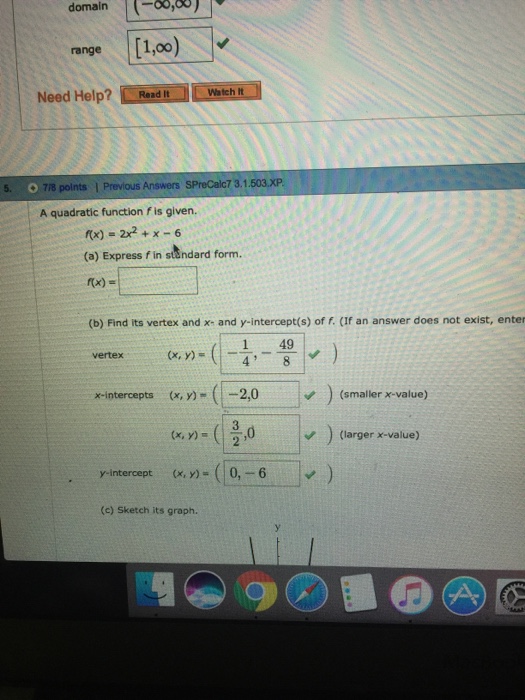 Solved A Quadratic Function F Is Given F X 2x 2 X 6