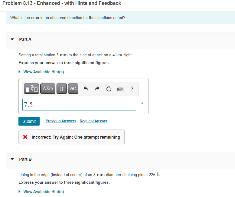 Solved What is the error in an observed direction for the | Chegg.com