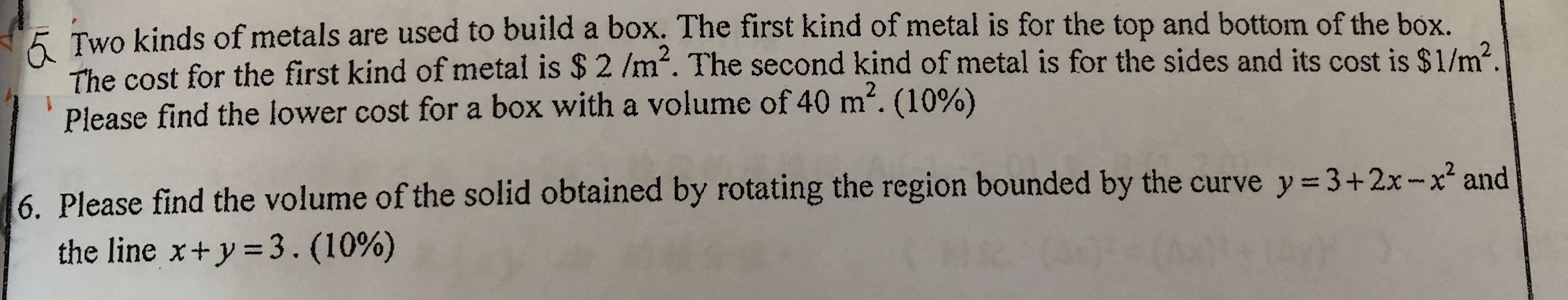 Solved A Two Kinds Of Metals Are Used To Build A Box The Chegg Com