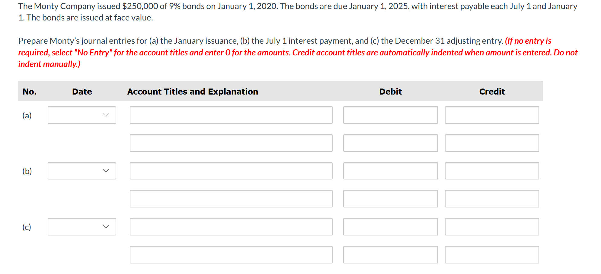 Solved The Monty Company Issued $250,000 Of 9% Bonds On | Chegg.com