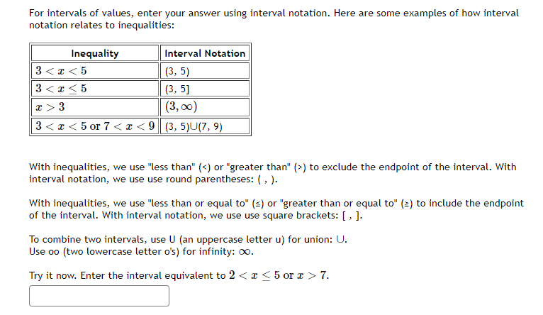 Solved For Intervals Of Values, Enter Your Answer Using | Chegg.com