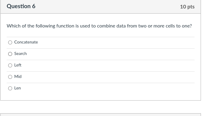 Solved Question 6 10 pts Which of the following function is | Chegg.com
