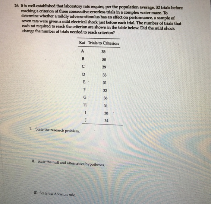 Solved 26. It is well-established that laboratory rats | Chegg.com