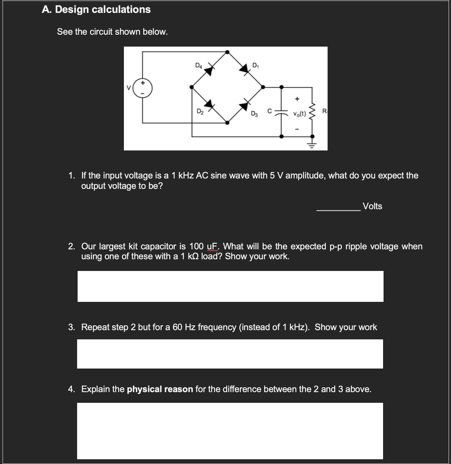 Solved A. Design calculations See the circuit shown below. | Chegg.com