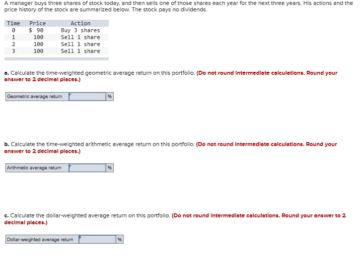 Solved A manager buys three shares of stock today, and then