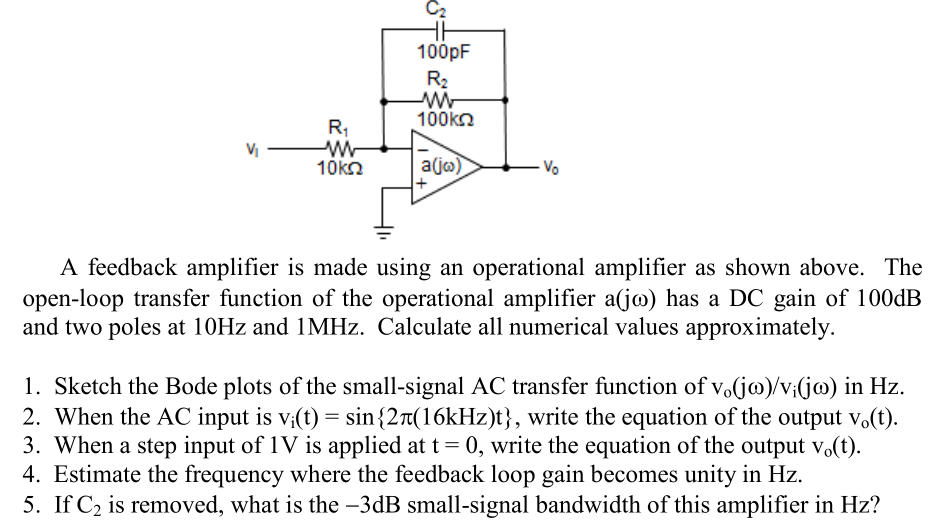 Solved A Feedback Amplifier Is Made Using An Operational | Chegg.com