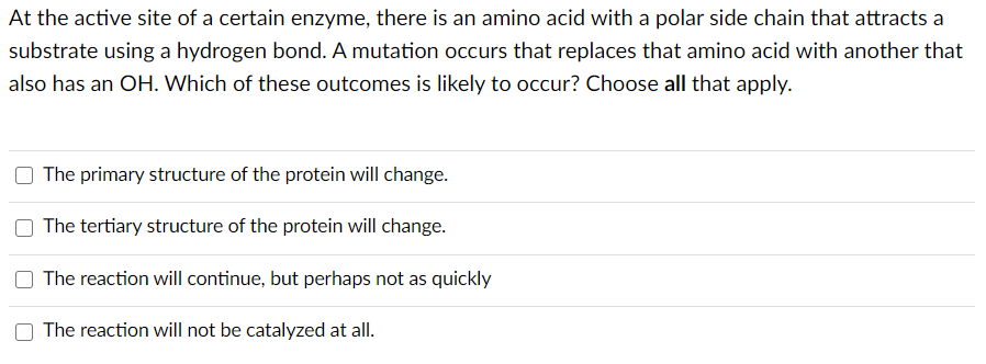 Solved At the active site of a certain enzyme, there is an | Chegg.com
