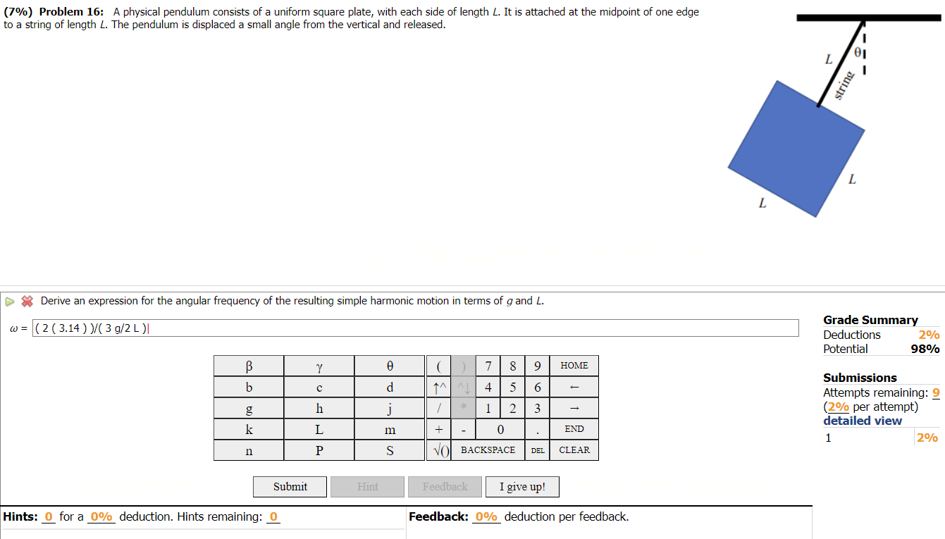 Solved Problem A Physical Pendulum Consists Of A Chegg Com