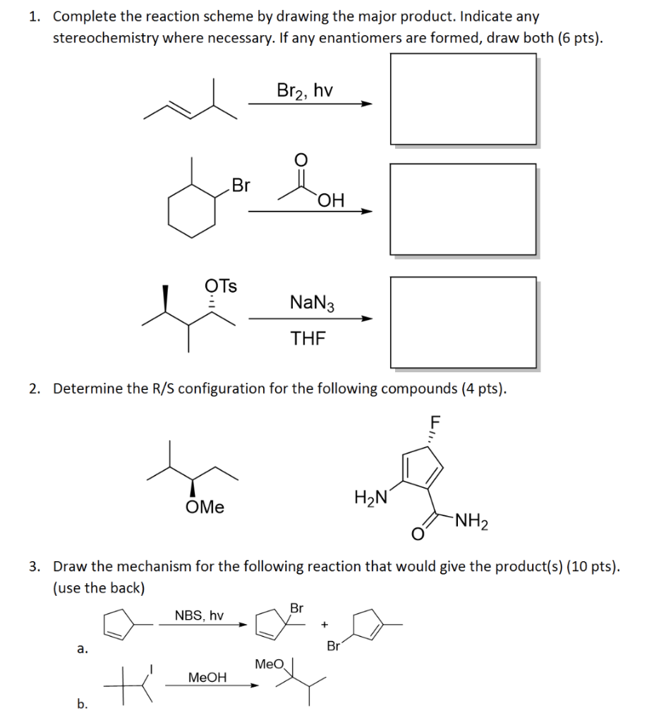 Solved Complete The Reaction Scheme By Drawing The Major | Chegg.com