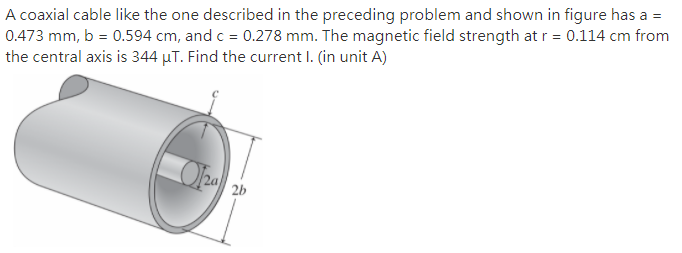 Solved A coaxial cable like the one described in the | Chegg.com