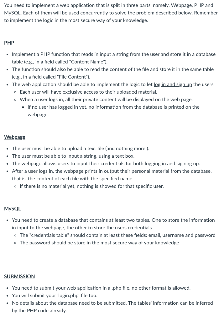 Solved You need to implement a web application that is split | Chegg.com