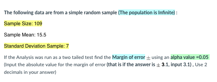 Solved The following data are from a simple random sample | Chegg.com