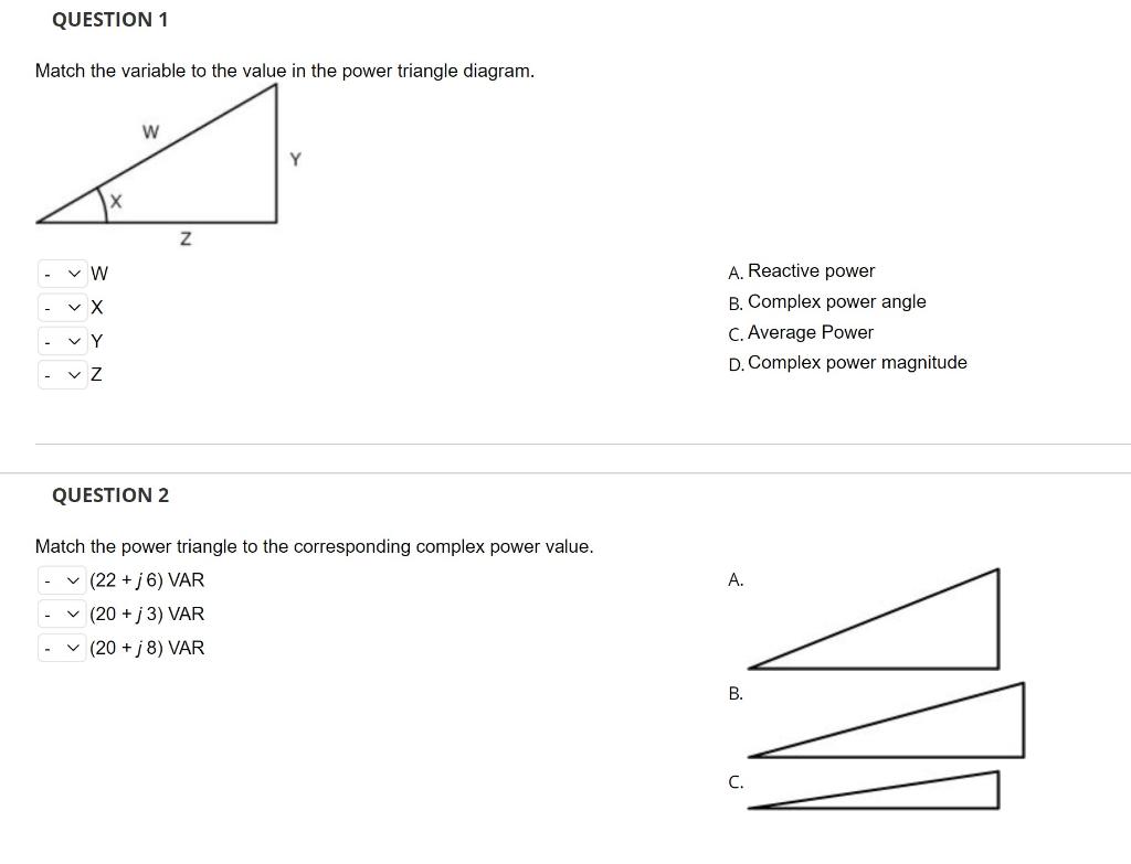 Solved QUESTION 1 Match the variable to the value in the | Chegg.com