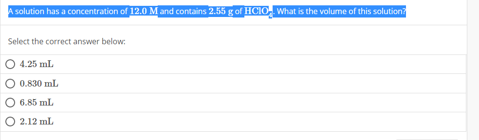 Solved A Solution Has A Concentration Of 12 0M And Contains Chegg Com   PhpqiLBHd