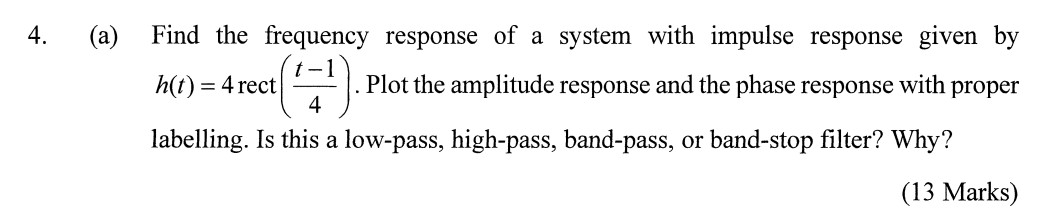 Solved (a) Find the frequency response of a system with | Chegg.com
