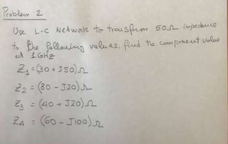 Solved Problem 2 Use Loc Network to trousfirm sout impedance | Chegg.com