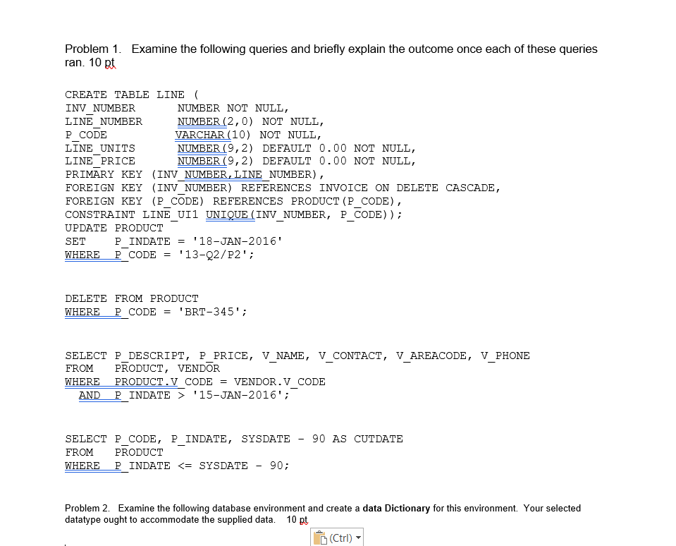 Problem 1. Examine the following queries and briefly | Chegg.com